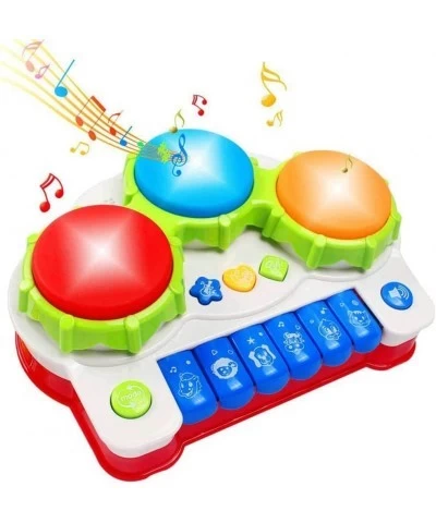 Baby Musical Keyboard Toy Piano for Toddlers 1-3 Drum Toy Set with Songs Animal Sounds and Lights Piano Xylophone for Kids Dr...