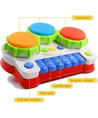 Baby Musical Keyboard Toy Piano for Toddlers 1-3 Drum Toy Set with Songs Animal Sounds and Lights Piano Xylophone for Kids Dr...