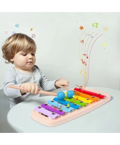 4-in-1 Hammering & Pounding Toys Montessori Toys for 1 2 Years Old Wooden Educational Toy Shape Sorter Xylophone Birthday Gif...