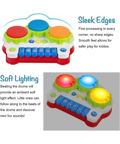 Baby Musical Keyboard Toy Piano for Toddlers 1-3 Drum Toy Set with Songs Animal Sounds and Lights Piano Xylophone for Kids Dr...