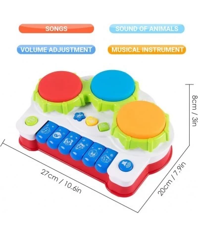 Baby Musical Keyboard Toy Piano for Toddlers 1-3 Drum Toy Set with Songs Animal Sounds and Lights Piano Xylophone for Kids Dr...