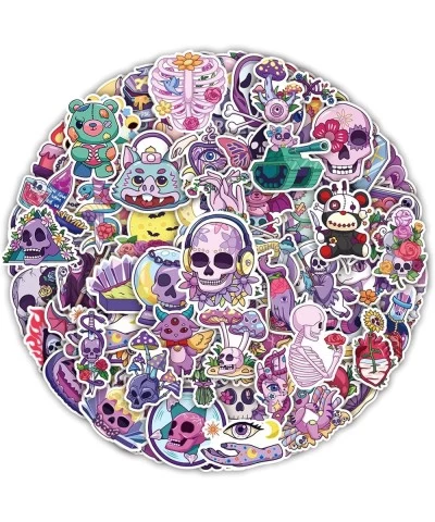 Cute Purple Goth Stickers for Water Bottles 100 PCS/Pack Vinyl Waterproof Aesthetic Gothic Skull Halloween Stickers for Lapto...