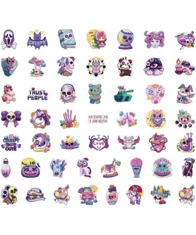 Cute Purple Goth Stickers for Water Bottles 100 PCS/Pack Vinyl Waterproof Aesthetic Gothic Skull Halloween Stickers for Lapto...