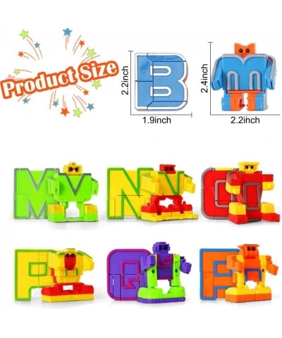 26 Piece Alphabet Learning Robot Toys for Kids | ABC Learning Letters Robot Transforming Toy Figures | Educational STEM Class...