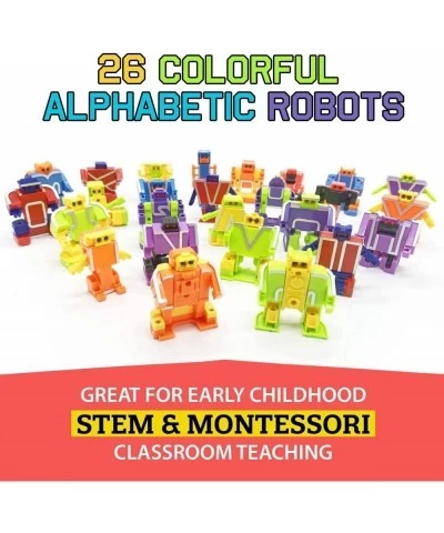 26 Piece Alphabet Learning Robot Toys for Kids | ABC Learning Letters Robot Transforming Toy Figures | Educational STEM Class...