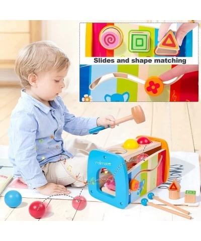 4-in-1 Hammering & Pounding Toys Montessori Toys for 1 2 Years Old Wooden Educational Toy Shape Sorter Xylophone Birthday Gif...