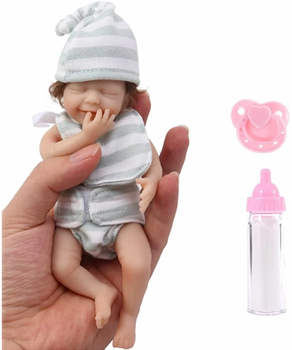 Mini Reborn Baby Dolls 6 Inch Miniature Realistic Newborn Baby Girl Doll with Curly Hair Clothes Lifelike Vinyl Silicone Smal...