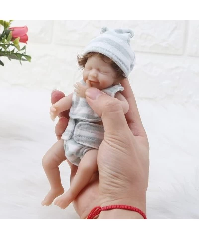 Mini Reborn Baby Dolls 6 Inch Miniature Realistic Newborn Baby Girl Doll with Curly Hair Clothes Lifelike Vinyl Silicone Smal...