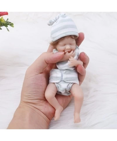 Mini Reborn Baby Dolls 6 Inch Miniature Realistic Newborn Baby Girl Doll with Curly Hair Clothes Lifelike Vinyl Silicone Smal...