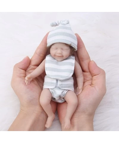 Mini Reborn Baby Dolls 6 Inch Miniature Realistic Newborn Baby Girl Doll with Curly Hair Clothes Lifelike Vinyl Silicone Smal...