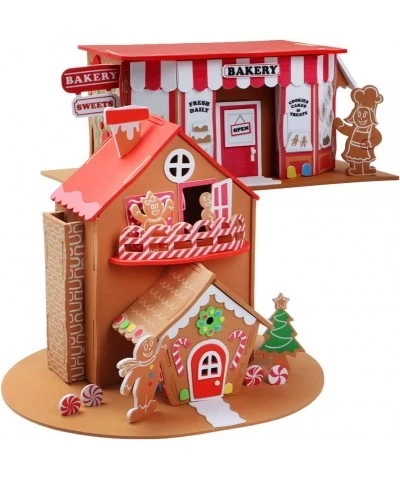 JOYIN 2 Pack Christmas Foam Gingerbread House 3D Craft Kit for Kids 3D Christmas Gingerbread House and Gingerbread Bakery Chr...