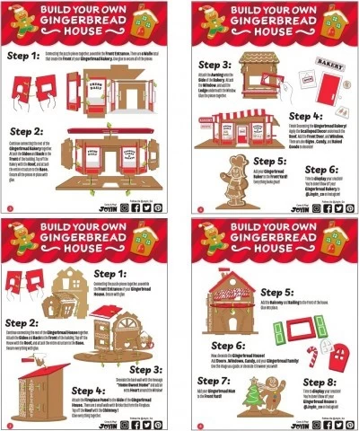 JOYIN 2 Pack Christmas Foam Gingerbread House 3D Craft Kit for Kids 3D Christmas Gingerbread House and Gingerbread Bakery Chr...