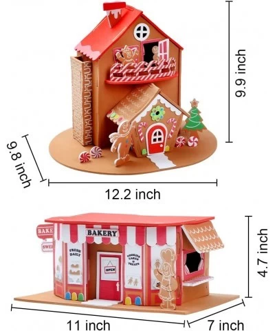 JOYIN 2 Pack Christmas Foam Gingerbread House 3D Craft Kit for Kids 3D Christmas Gingerbread House and Gingerbread Bakery Chr...