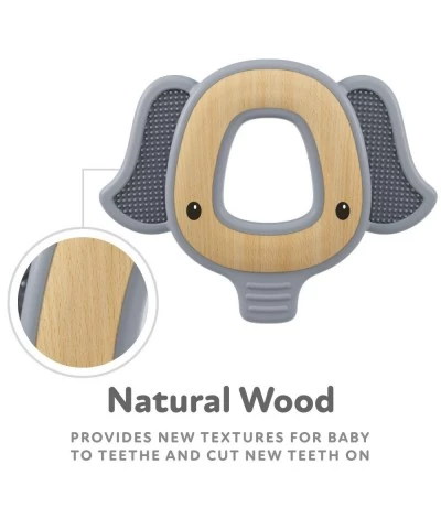 Natural Wood & Silicone Teether: Elephant 3M+ Gray (80802) $16.90 Baby Teether Toys