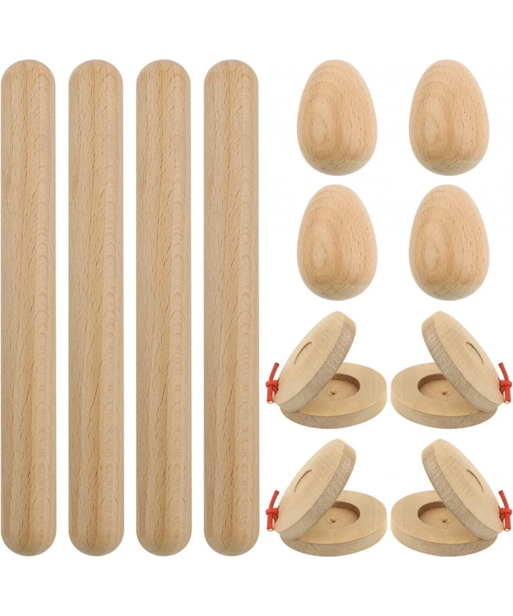 12PCS Wood Hand Percussion Shakers Musical Instruments for Kids Toddler Natural Wooden Percussion Toy Set for Gift 4PCS Egg S...