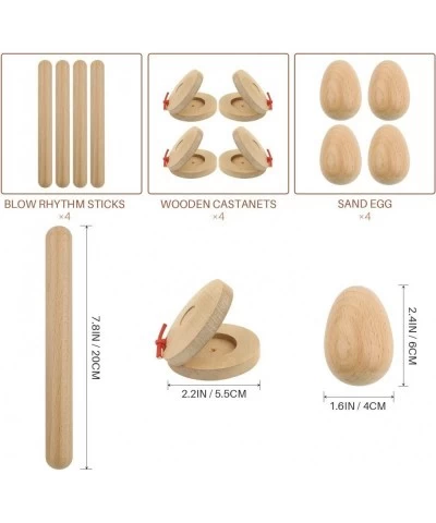 12PCS Wood Hand Percussion Shakers Musical Instruments for Kids Toddler Natural Wooden Percussion Toy Set for Gift 4PCS Egg S...