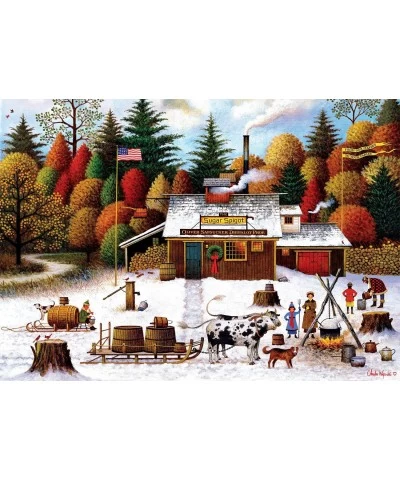 Charles Wysocki - Vermont Maple Tree Tappers - 300 Large Piece Jigsaw Puzzle $22.02 Jigsaw Puzzles