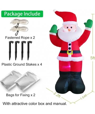 5ft Christmas Inflatable Santa Claus with Gift Bag Indoor Outdoor Christmas Decoration with Lights Yard Lawn Garden Xmas Part...