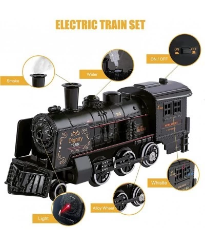 Kids Train Set - Electric Metal Alloy Trains Toy for Boys Girls w/ Smokes Lights & Sound w/ Steam Locomotive Engine Cargo Car...