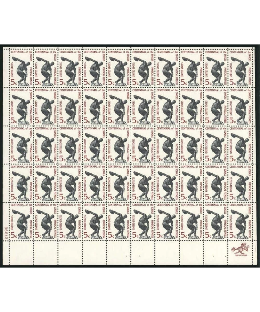 Sokols Physical Fitness Sheet of 50 x 5 Cent US Postage Stamps NEW Scot 1262 $23.39 Collectible Postage Stamps