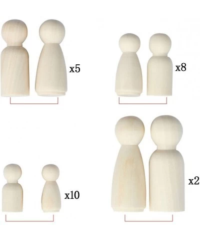 50Pcs Wooden Peg Dolls Unfinished for DIY Graffiti Painting Handicrafts Wooden Peg Games Grimms WoodenToys (4 Sizes 1.37 inch...