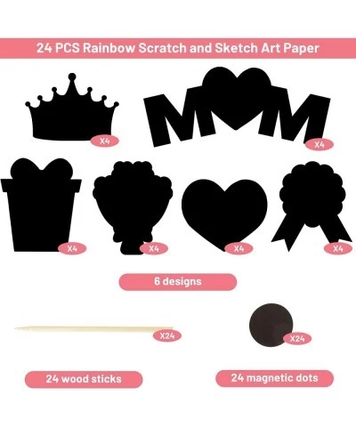 Mothers Day Scratch Art Crafts Kit for Kids Rainbow Scratch and Sketch Art Paper Magnet Ornaments 24 Pcs $15.82 Kids' Drawing...