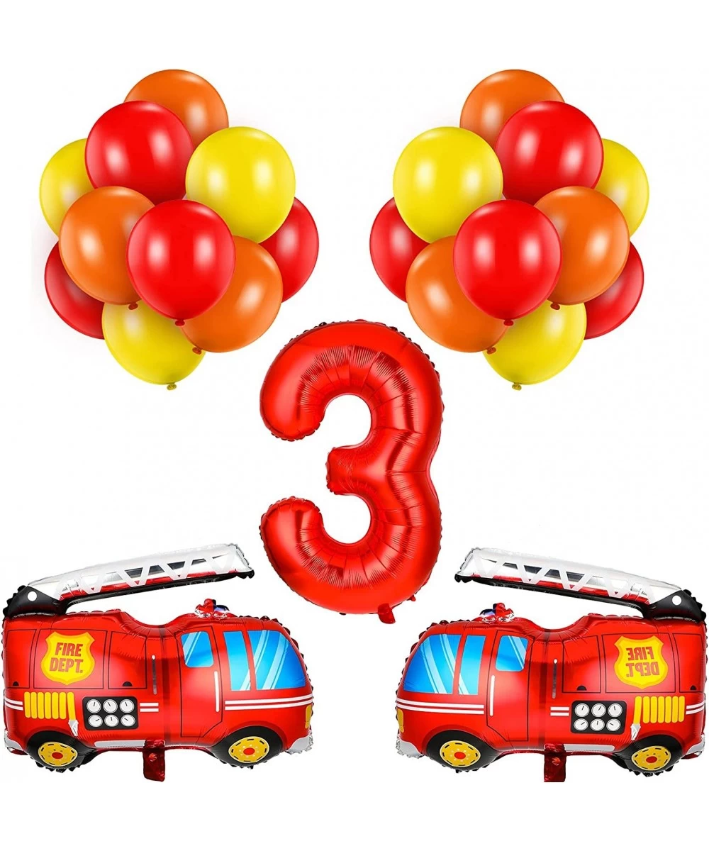 33 Pieces Fire Truck Party Decorations Set Include Number Foil Balloon 2 Pieces Fire Engine Birthday Balloons and 30 Pieces R...