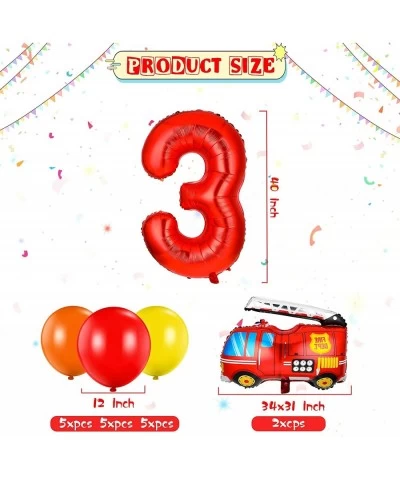 33 Pieces Fire Truck Party Decorations Set Include Number Foil Balloon 2 Pieces Fire Engine Birthday Balloons and 30 Pieces R...