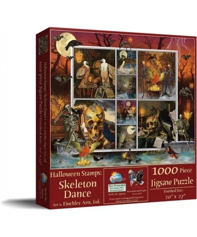 Halloween Stamps: Skeleton Dance 1000 pc Jigsaw Puzzle $35.72 Jigsaw Puzzles