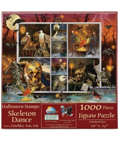 Halloween Stamps: Skeleton Dance 1000 pc Jigsaw Puzzle $35.72 Jigsaw Puzzles