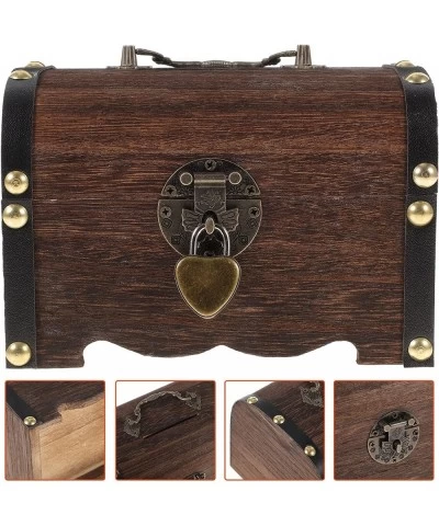 Wooden Treasure Chest Box Decoration Storage Trunk Money Box Savings Stash Box for Jewelry Keepsake Candies Accessories Antiq...