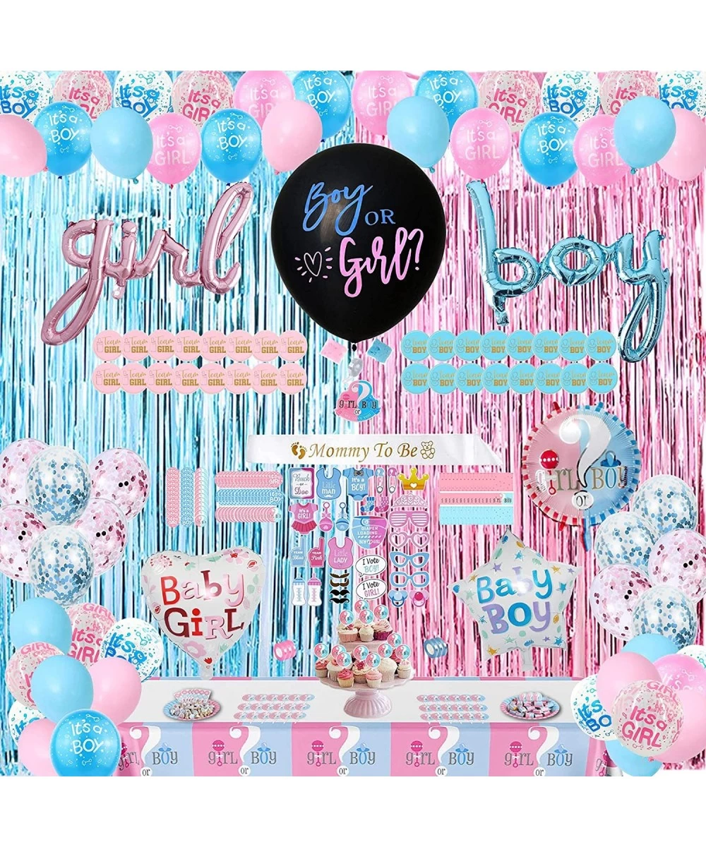 Gender Reveal Decorations - Gender Reveal Party Supplies 317PCS 36 Inch Reveal Balloon Boy or Girl Foil Balloons Foil Curtain...