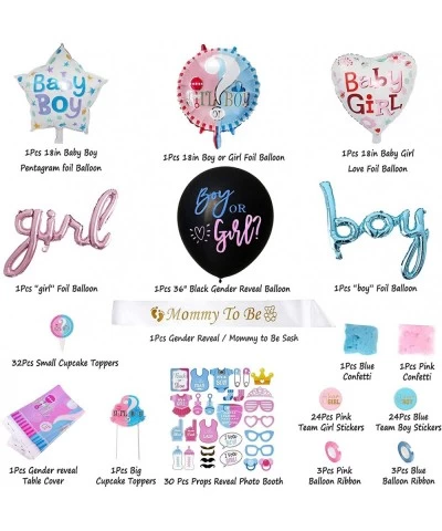 Gender Reveal Decorations - Gender Reveal Party Supplies 317PCS 36 Inch Reveal Balloon Boy or Girl Foil Balloons Foil Curtain...