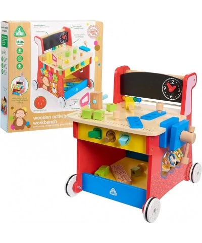 Wooden Activity Workbench Imaginative Play Hand Eye Coordination Physical Development Toys for Ages 18-36 Months Amazon Exclu...