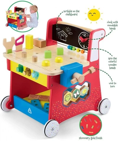 Wooden Activity Workbench Imaginative Play Hand Eye Coordination Physical Development Toys for Ages 18-36 Months Amazon Exclu...