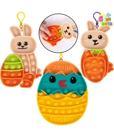 6 Easter Pop Fidget Toys - Silicone Animal Sensory Popper Stress Relief Bubble it Set for Kids Easter Egg Hunt Party Favor Po...