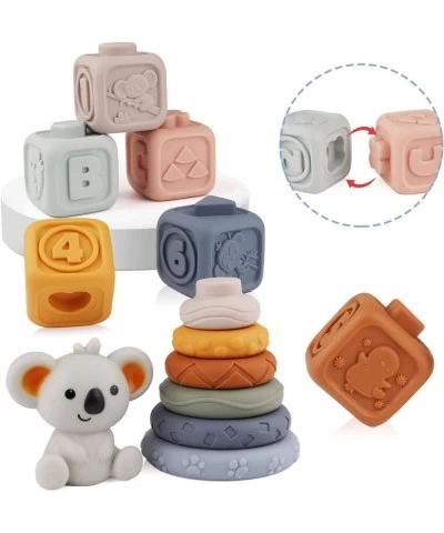 Baby Toys 6-12 Months Sensory Toys Bundle -Montessori Soft Silicone Educational Building Blocks 3D Rubber babies Chewing Sque...