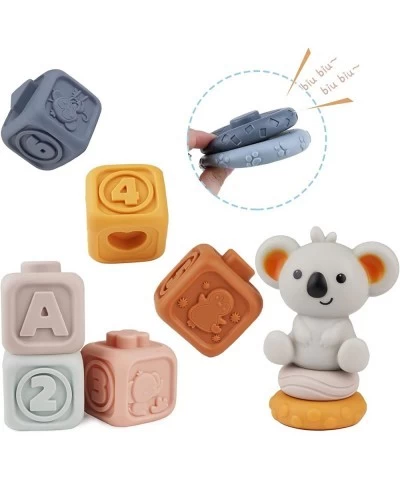 Baby Toys 6-12 Months Sensory Toys Bundle -Montessori Soft Silicone Educational Building Blocks 3D Rubber babies Chewing Sque...