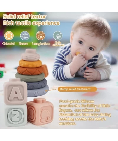 Baby Toys 6-12 Months Sensory Toys Bundle -Montessori Soft Silicone Educational Building Blocks 3D Rubber babies Chewing Sque...