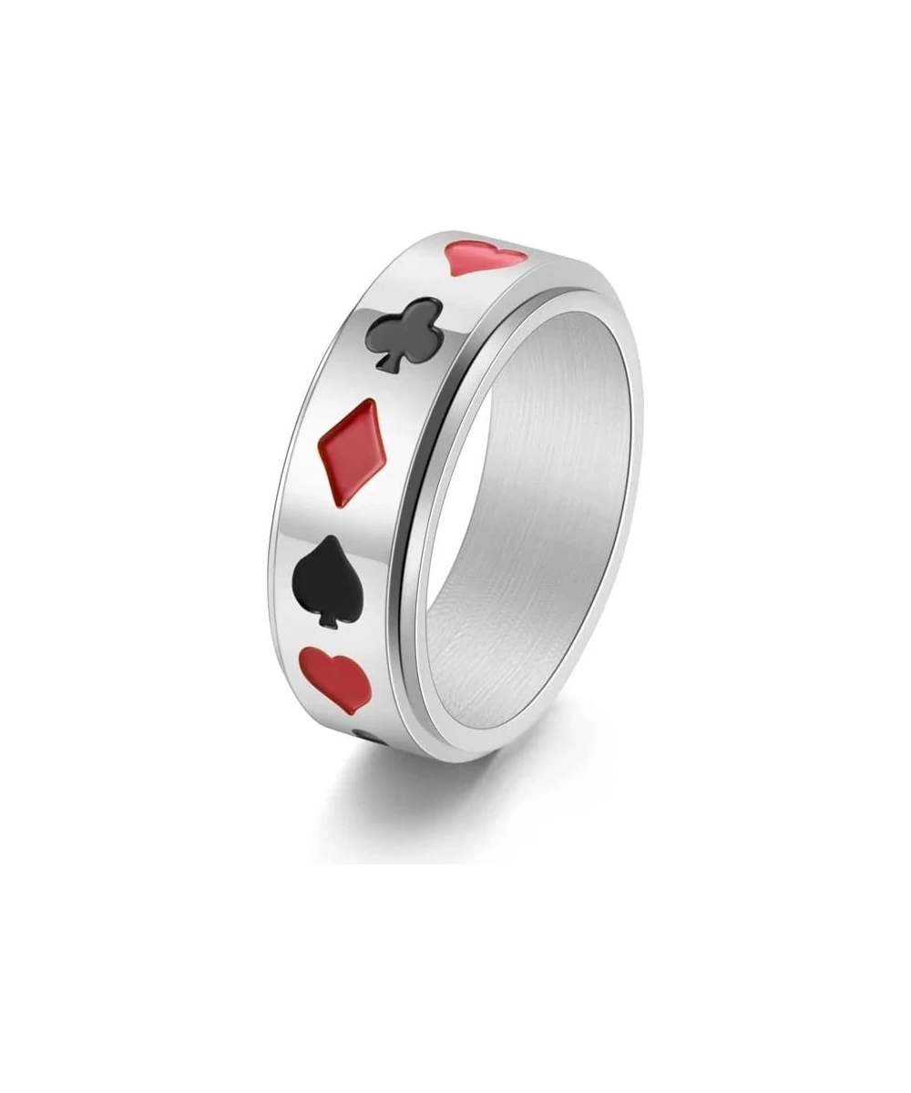 Fidget Rings for Women Men Spinning Anxiety for Rings Rotable Aces Spade Poker Heart Club Stainless Steel Gifts Jewelry $17.6...