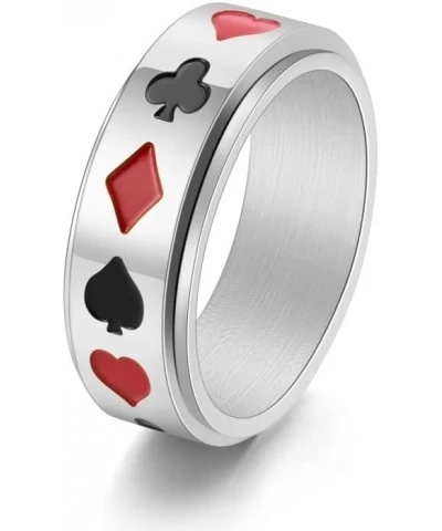 Fidget Rings for Women Men Spinning Anxiety for Rings Rotable Aces Spade Poker Heart Club Stainless Steel Gifts Jewelry $17.6...