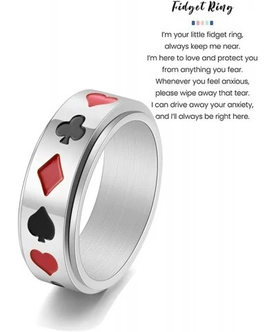 Fidget Rings for Women Men Spinning Anxiety for Rings Rotable Aces Spade Poker Heart Club Stainless Steel Gifts Jewelry $17.6...