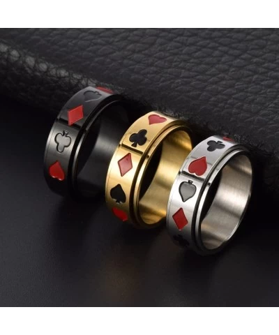 Fidget Rings for Women Men Spinning Anxiety for Rings Rotable Aces Spade Poker Heart Club Stainless Steel Gifts Jewelry $17.6...