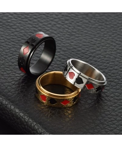 Fidget Rings for Women Men Spinning Anxiety for Rings Rotable Aces Spade Poker Heart Club Stainless Steel Gifts Jewelry $17.6...