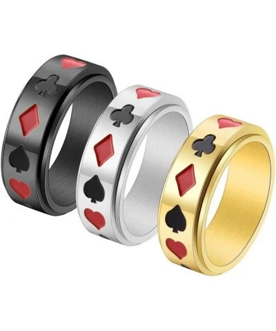 Fidget Rings for Women Men Spinning Anxiety for Rings Rotable Aces Spade Poker Heart Club Stainless Steel Gifts Jewelry $17.6...