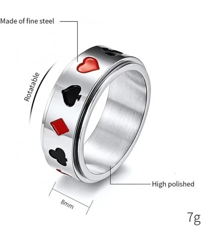 Fidget Rings for Women Men Spinning Anxiety for Rings Rotable Aces Spade Poker Heart Club Stainless Steel Gifts Jewelry $17.6...