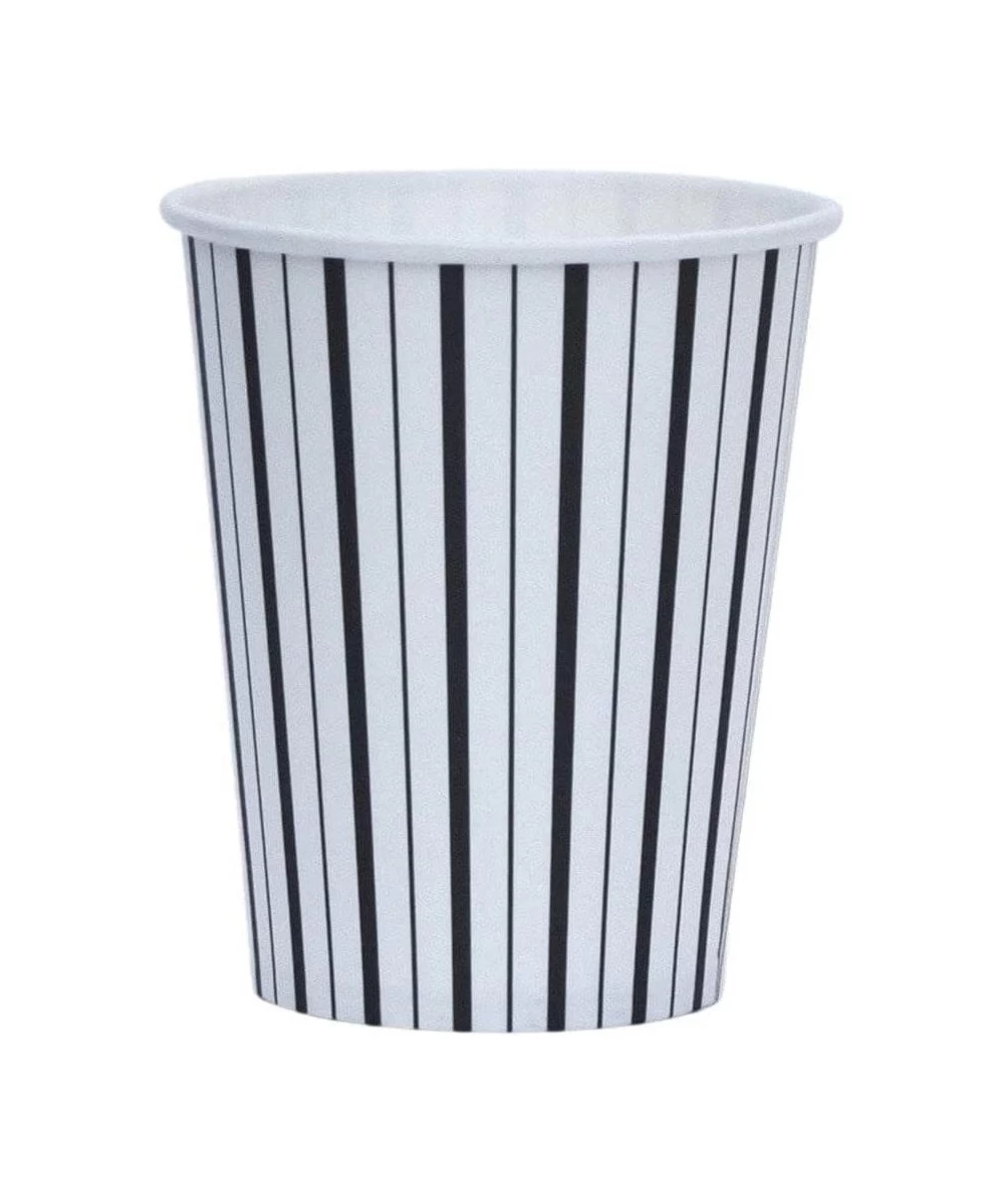 Black and White Fine Stripes Cups (Set of 8) | Black Striped Party Cups | Black Striped Cups | Stripes Party Cups | Black and...