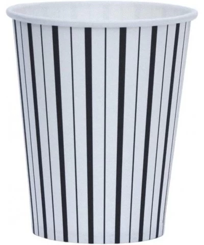 Black and White Fine Stripes Cups (Set of 8) | Black Striped Party Cups | Black Striped Cups | Stripes Party Cups | Black and...