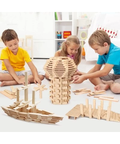 200PCS Wooden Building Blocks for Kids Toddlers Wood Planks Set Stacking Block Toy with Storage Bag STEM Learning Educational...