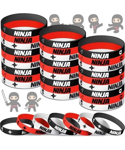 30 Pieces Ninja Silicone Wristbands Bracelets Samurai Rubber Bracelets Ninja Party Favors Bracelets Ninja Warrior Stretch Wri...